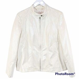 Chicos Faux Python Pearline Braidesque Moto Jacket